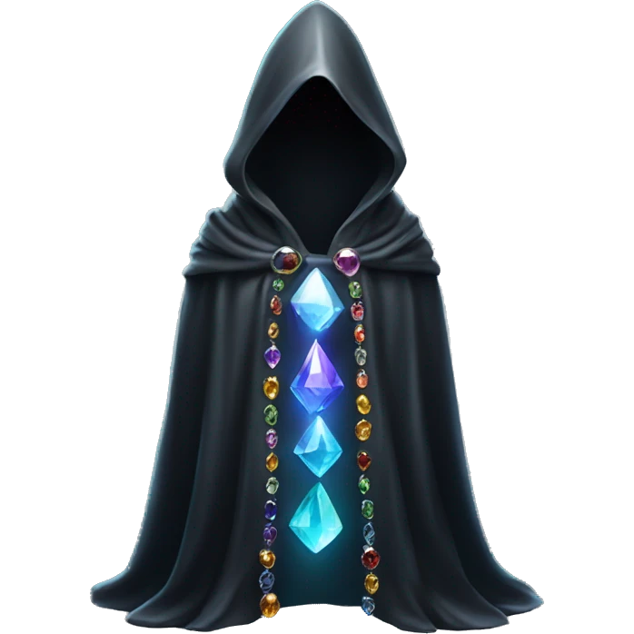 empty black crystal magical robes covered with gemstones emoji