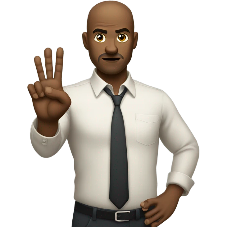 Man gesturing No and greedy emoji