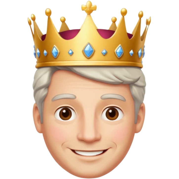 middle age white prince  with crown,  emoji