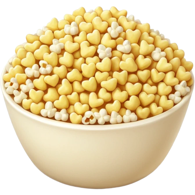 loose cluster of popped corn kernels, pale buttery white with golden edges, no bowl or extras, soft lighting, subtle shadows, emoji scale emoji
