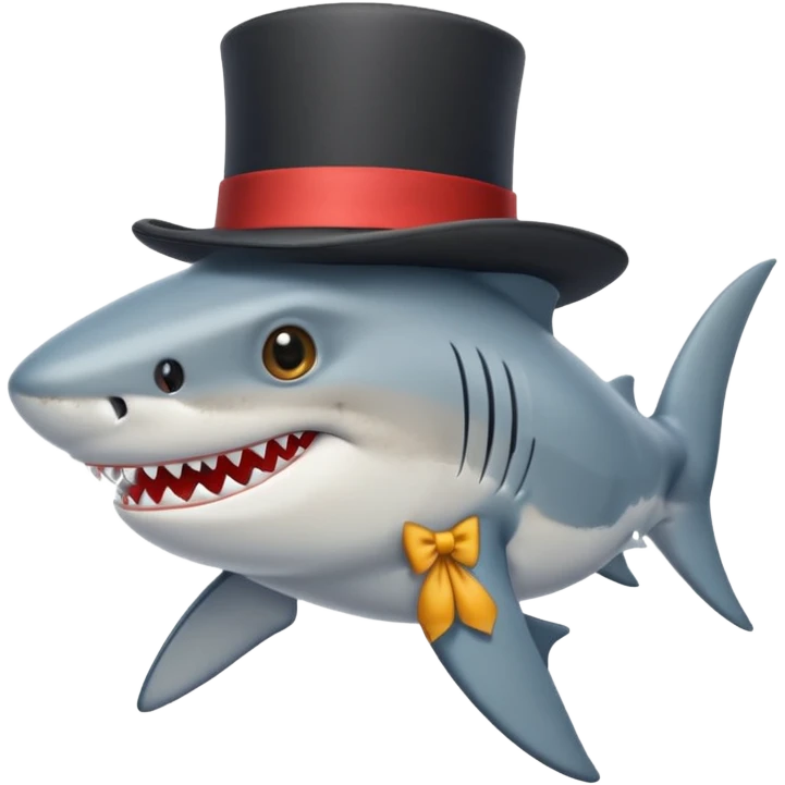 Shark with a top hat emoji