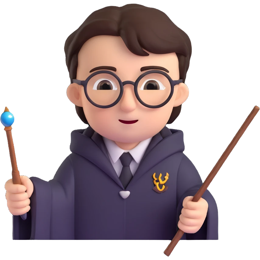 Harry Potter with glasses and wand emoji