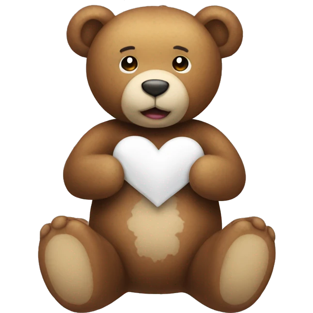 Teddy bear with a white heart emoji