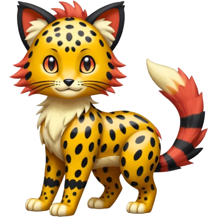 Glossy Sparkly Gembonded Spotty Stripy Hairy Floofy-Poofy Liepard-Linoone-Litten-Pokémon-fusion-creature (full body) emoji