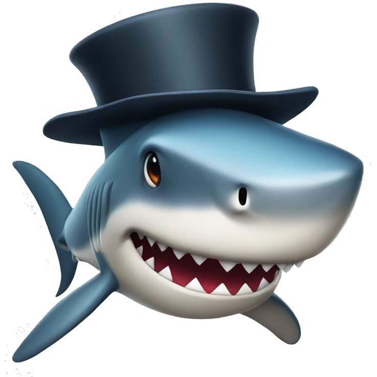 Shark with a top hat emoji