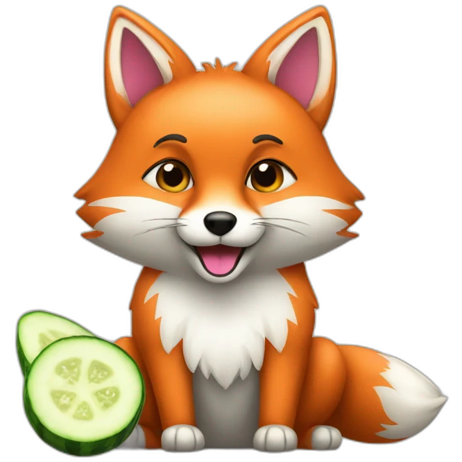 fox and pink cucumber emoji