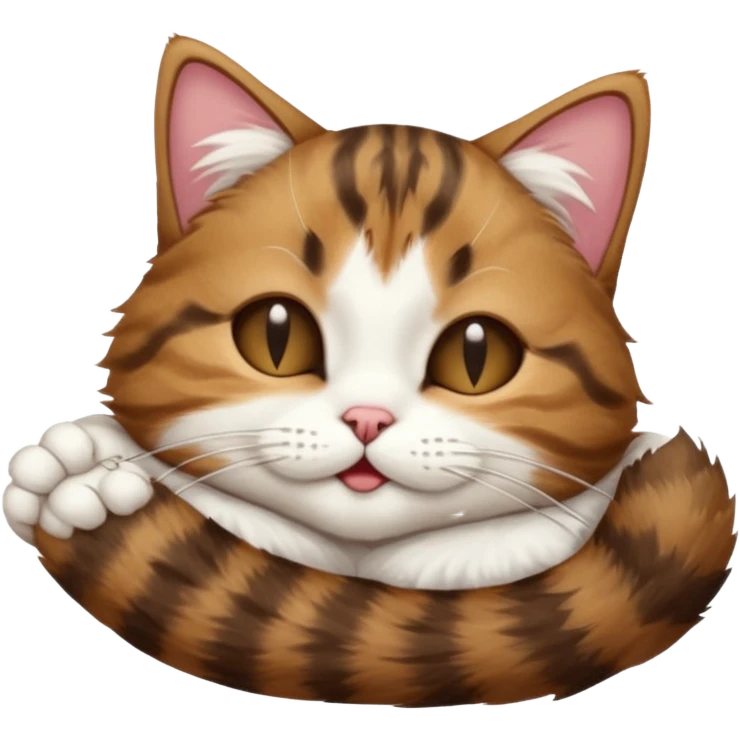 dark brown tabby and white cat in funny positions upside down with eyes closed emoji