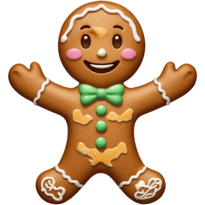 Gingerbread Man with icing smile emoji