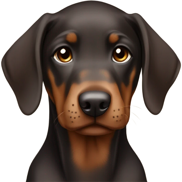 Doberman with chocolate fur and tan markings puppy emoji