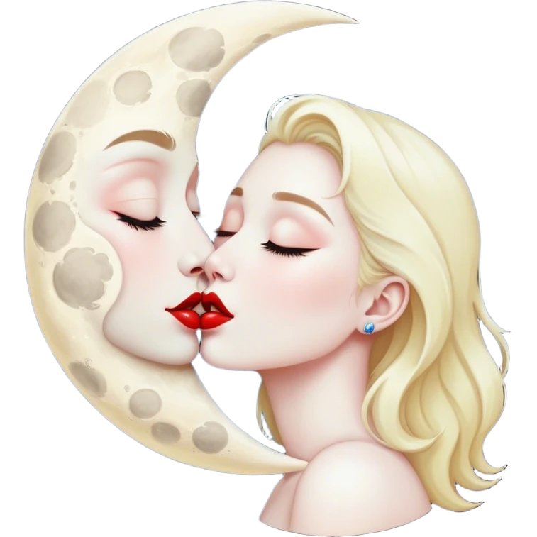 The moon giving a kiss emoji