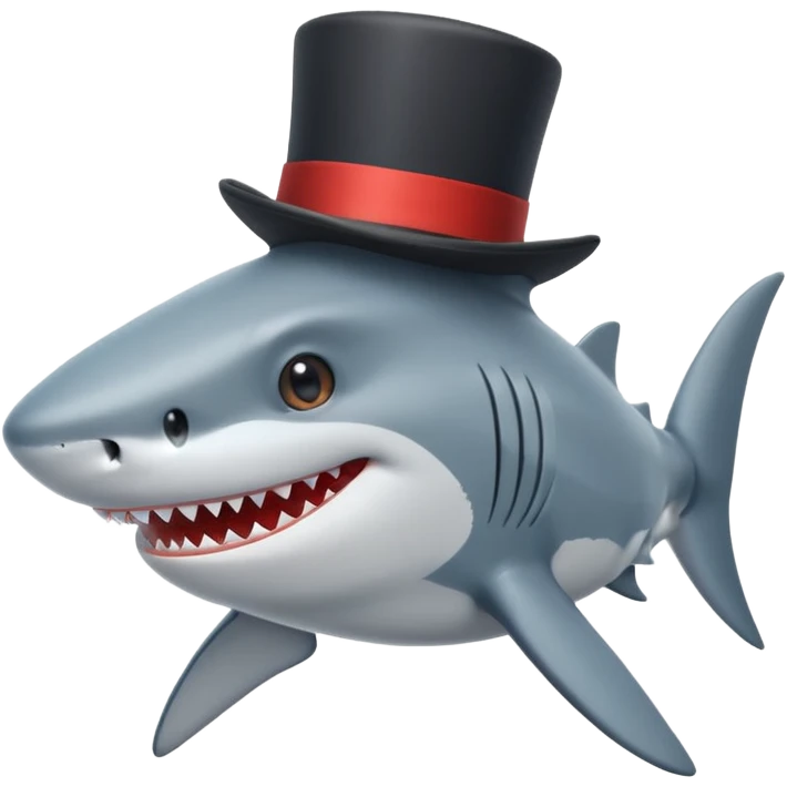 Shark with a top hat emoji
