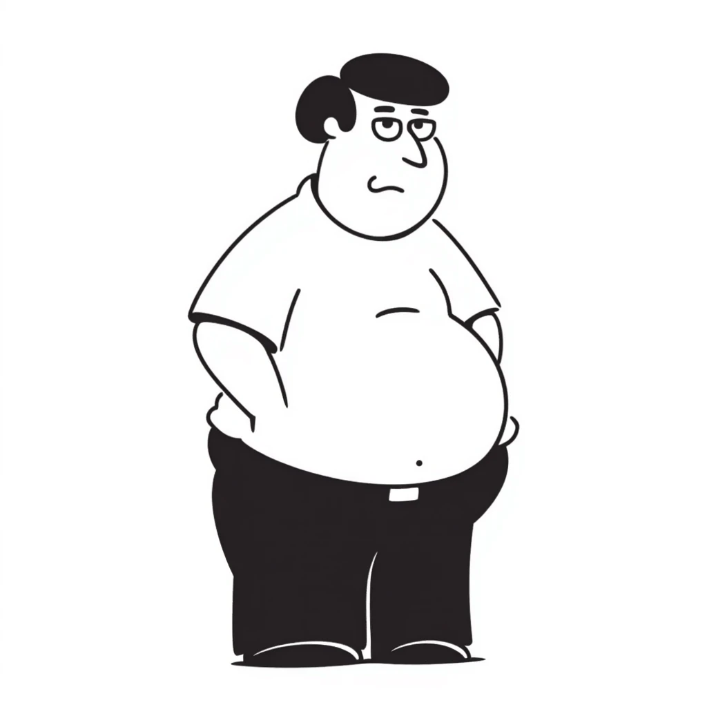 Peter Griffin from Family Guy with a pregnant belly, wearing his signature outfit emoji