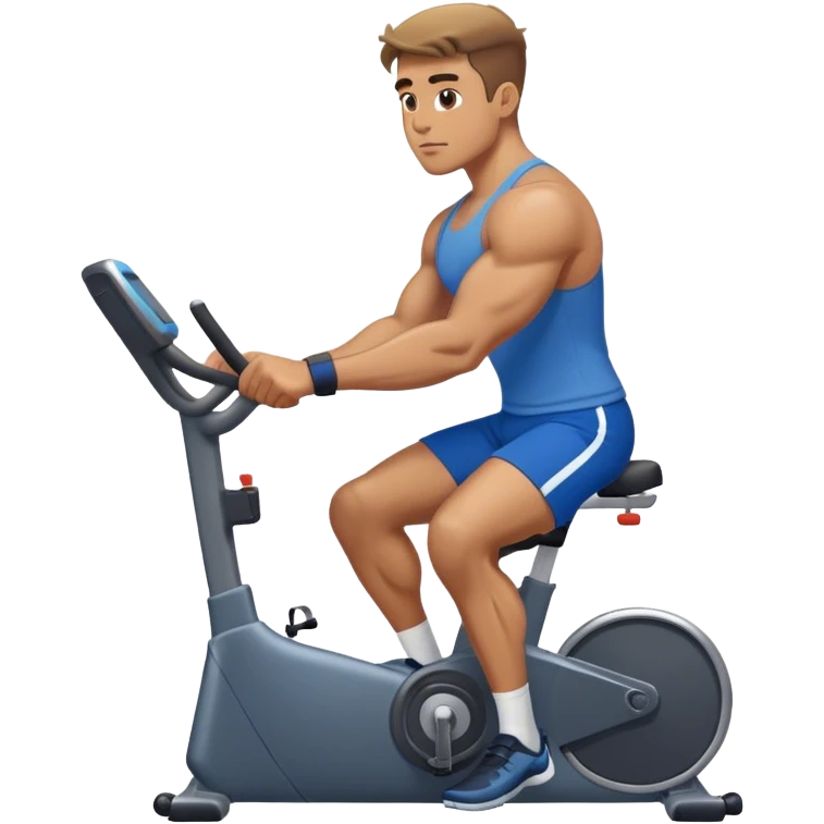 buff guy blue shorts stationary bike emoji