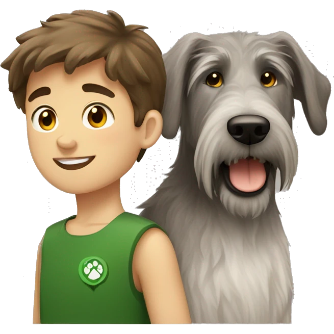 Brown hair boy and Irish wolfhound dog  emoji