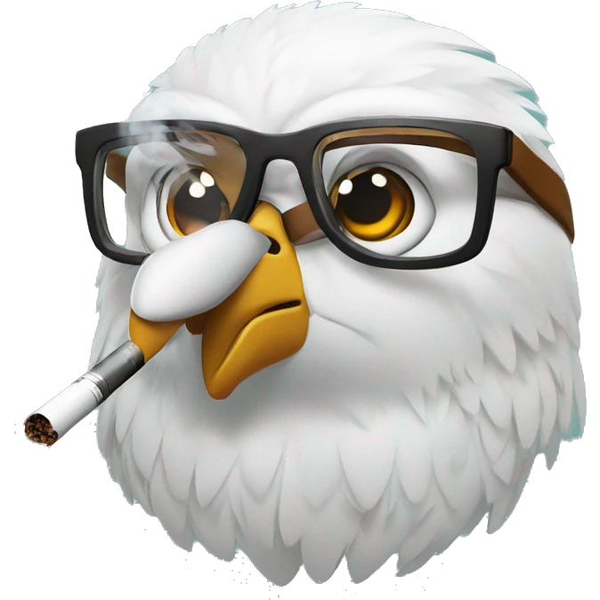 Hawk with glasses smoking a vape emoji