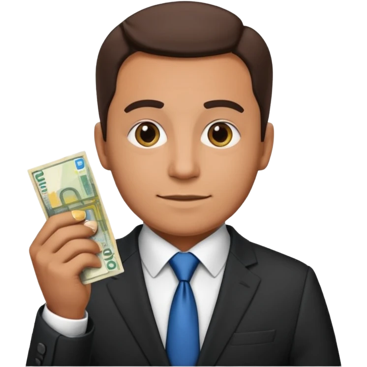 AN UNCLE with a tie in business clothes and with euro money
 emoji