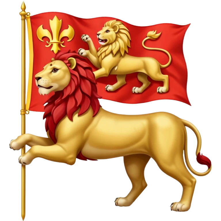 Majestic 4 leg Lion Medieval Banner heraldry flag emoji
