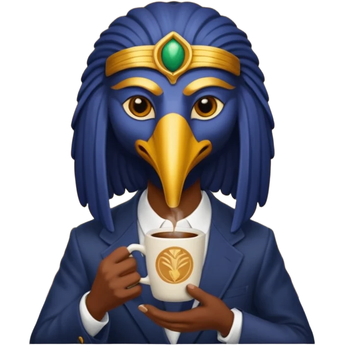 Thoth bird god drink coffee emoji