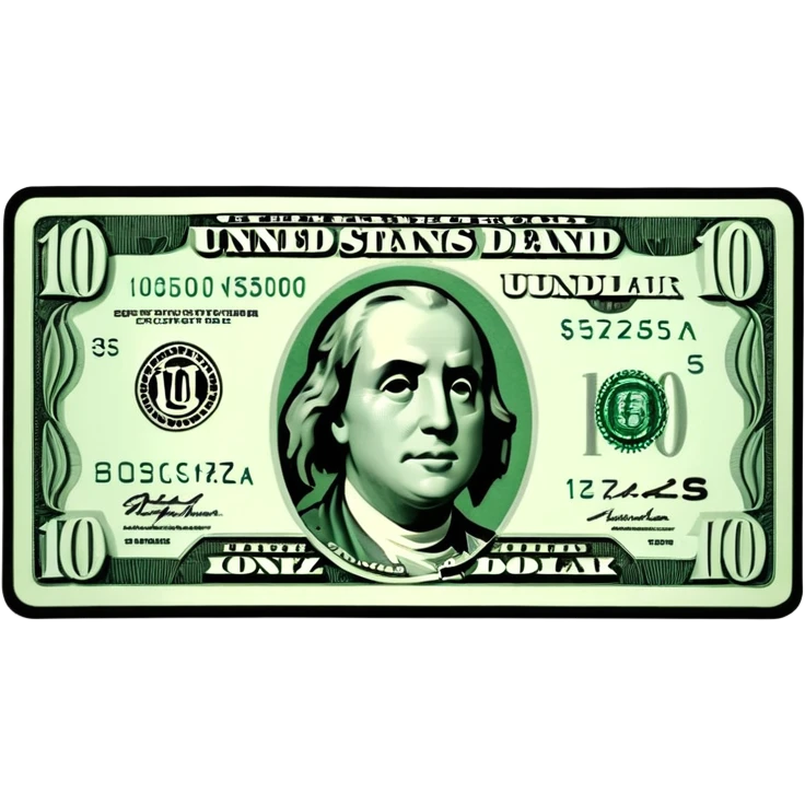 3D realistic US 100 dollar bill sticker, slight perspective, centered, clean cutout, transparent background, no text, no watermark emoji
