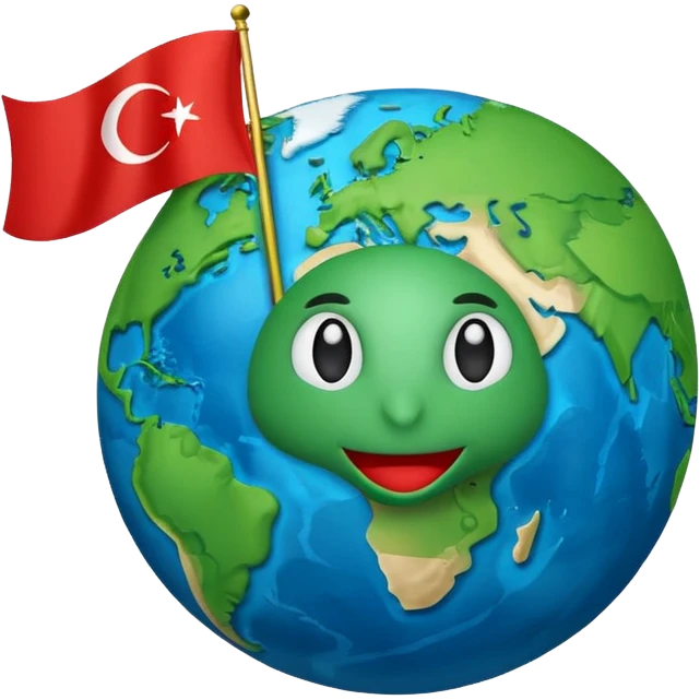 Draw me an emoji of planet Earth with the flag of Turkey on it. emoji