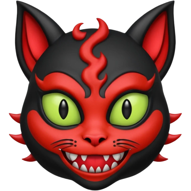 Black devil alien with cat ears smirking emoji