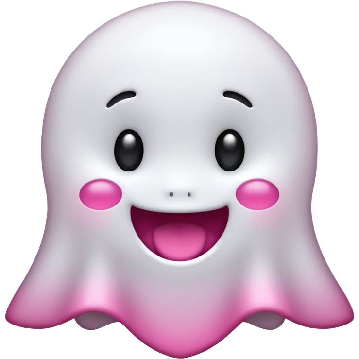 fantasma cute con lazo rosa emoji