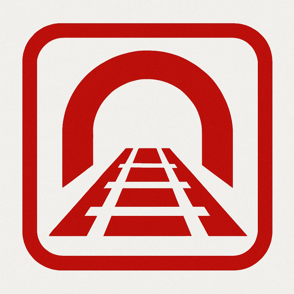 abstract subway symbol (e.g., tracks or station arches) in red and white emoji
