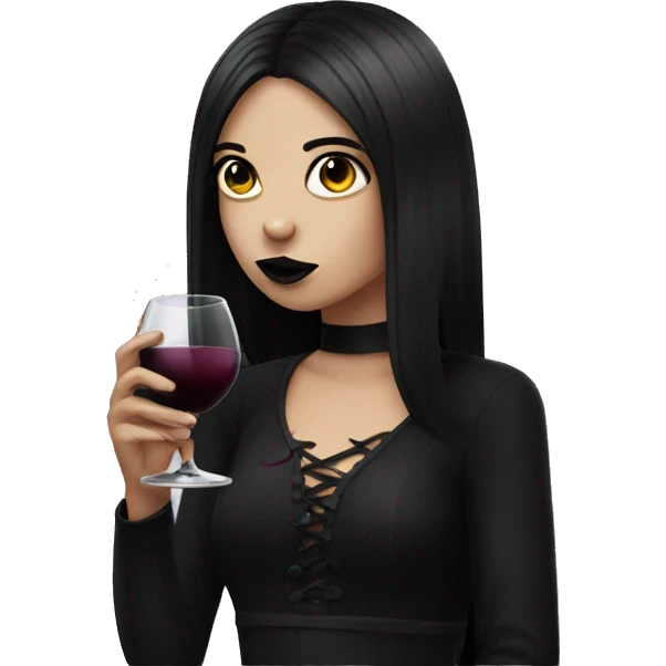 Goth girl drinking wine emoji