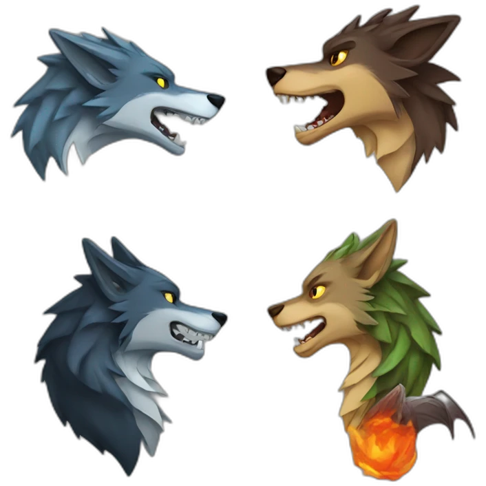 wolf vs a dragon emoji