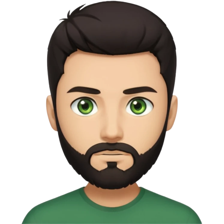 Man with a short full beard, Styled hair, Best looking man in the planet, onepiece style dark hair, green eyes, more anime style more maskulin  emoji