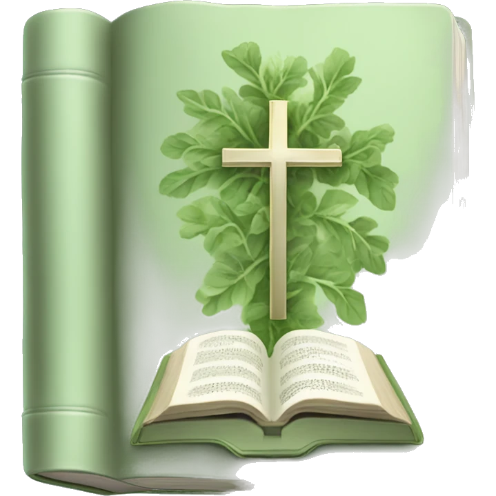 Open Light Sage green holy Bible with a light coloured gardens coming from the sides of the Bible  emoji