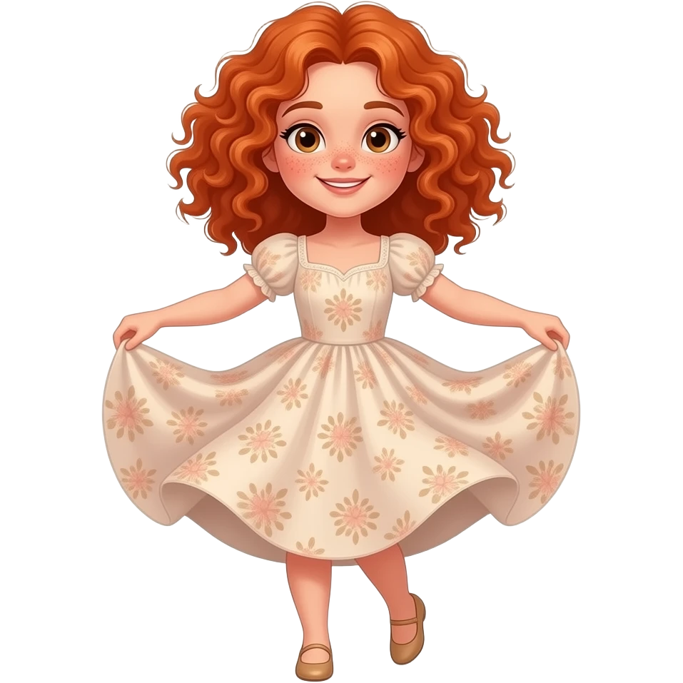 Fille rousse bouclés tâches de rousseur Dance emoji