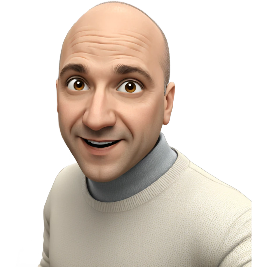 happy bald guy in sweater emoji