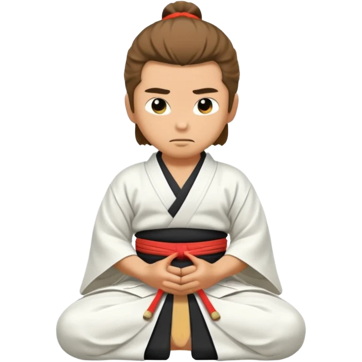 kneeling samurai in white kimono emoji