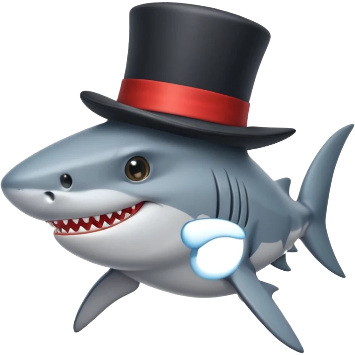 Shark with a top hat emoji