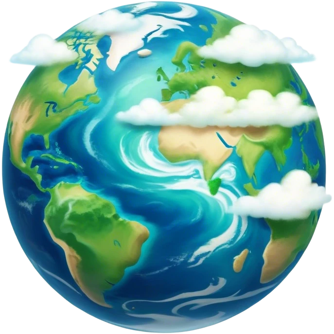 Cinematic Realistic Earth Emoji, depicted with vibrant blue oceans, swirling white clouds, and lush green continents rendered in exquisite detail, high shine, and a soft radiant glow that captures the dynamic, life-sustaining beauty of our home planet. emoji