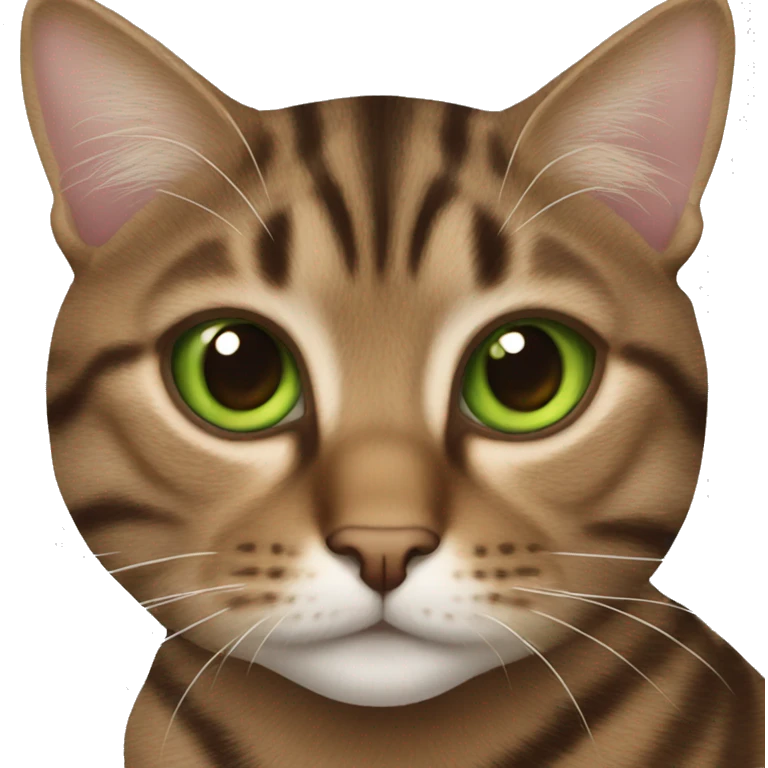 Brown tabby cat green eyes emoji