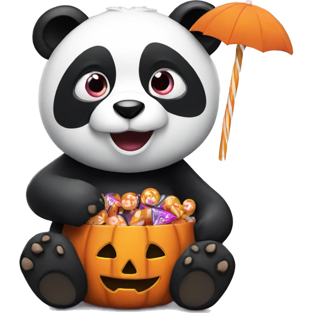 Panda with Halloween candy emoji