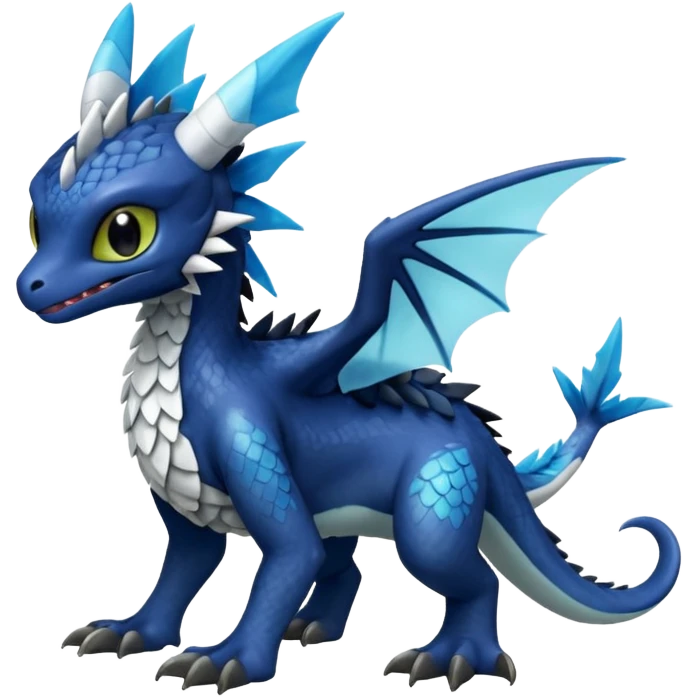 Shiny Blue Colorful Toothless-Trico-Silvally-Fakémon-hybrid-creature (full body)  emoji