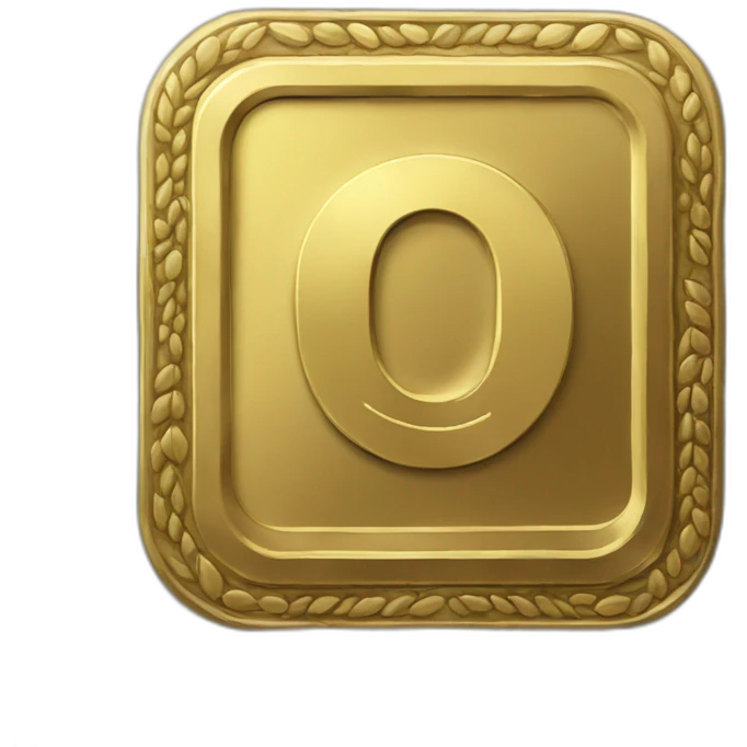 gold square coin with large "0" label in center and laurel emoji
