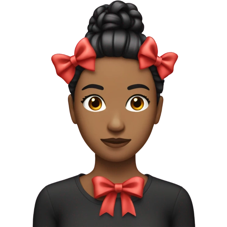 black open hair from behind with a light red bow emoji
