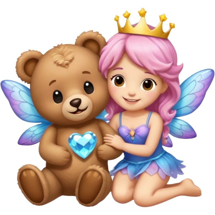 Teddy and fairy as a couple emoji