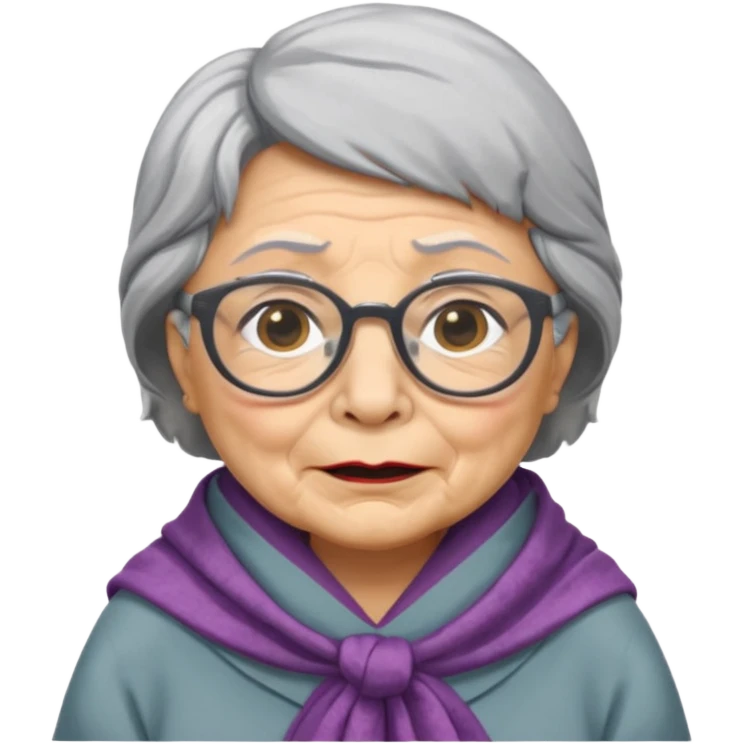 create me a slack emoji of a very old tiger shark, dressed like a grandma, with grey hair and glasses emoji