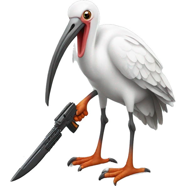Ibis bird holding a weapon emoji