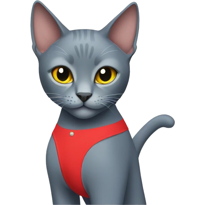 Russian blue cat wearing a red swimsuit emoji