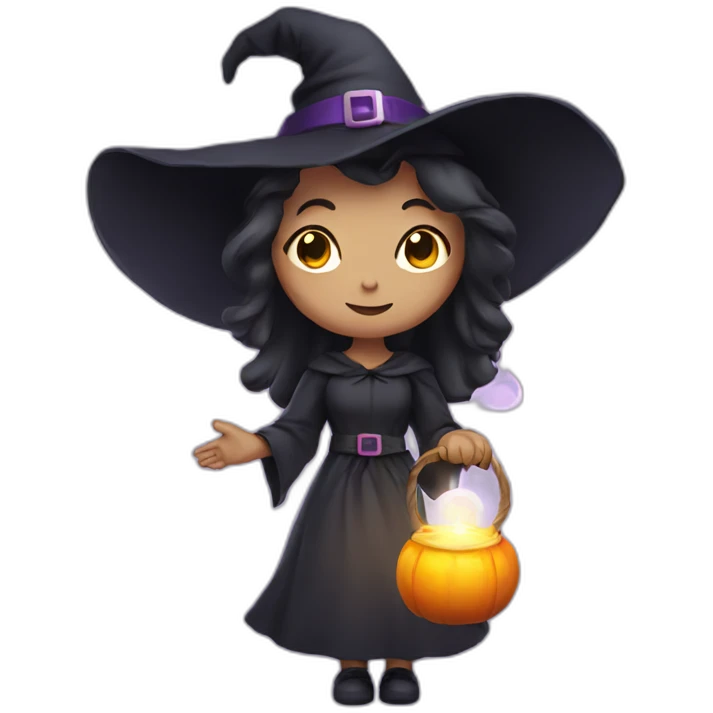 cute witch holding a light emoji