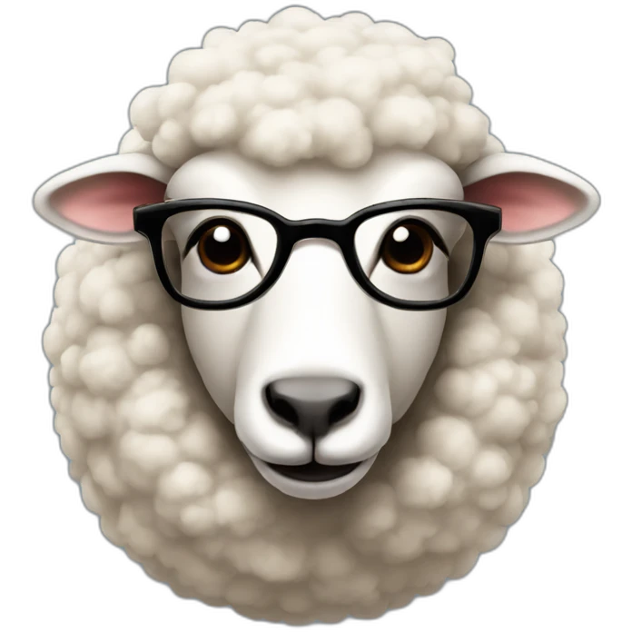 sheep with a septum and big glasses emoji