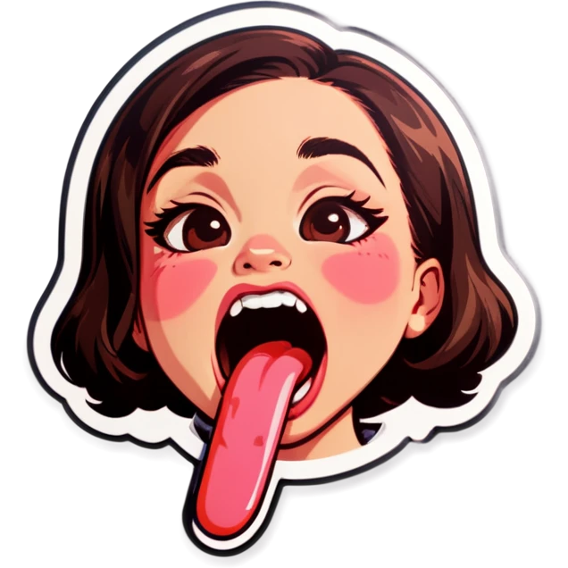Licking mouth while blushing emoji