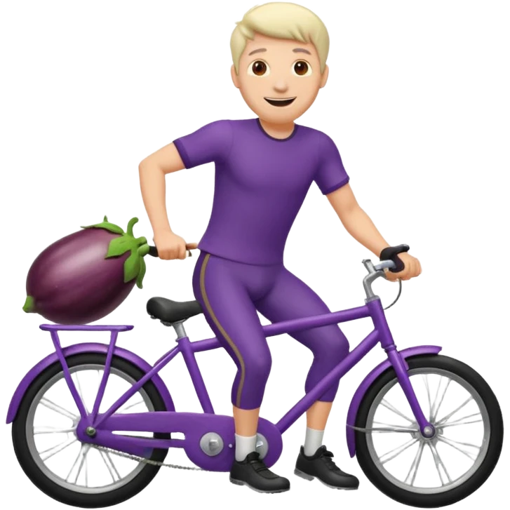 Guy riding a eggplant like a bike emoji emoji