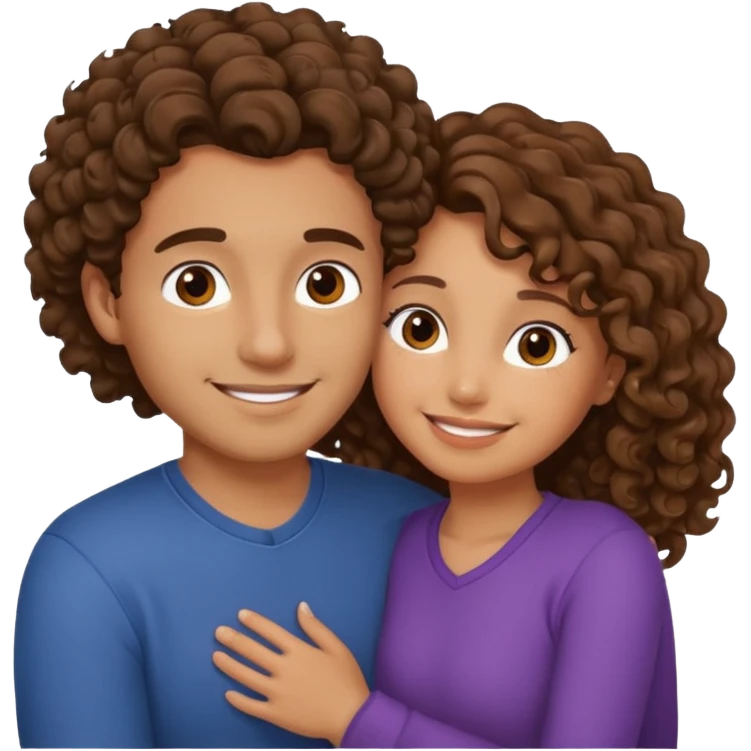 Girl cuddle with guy that have curly brown hair  emoji